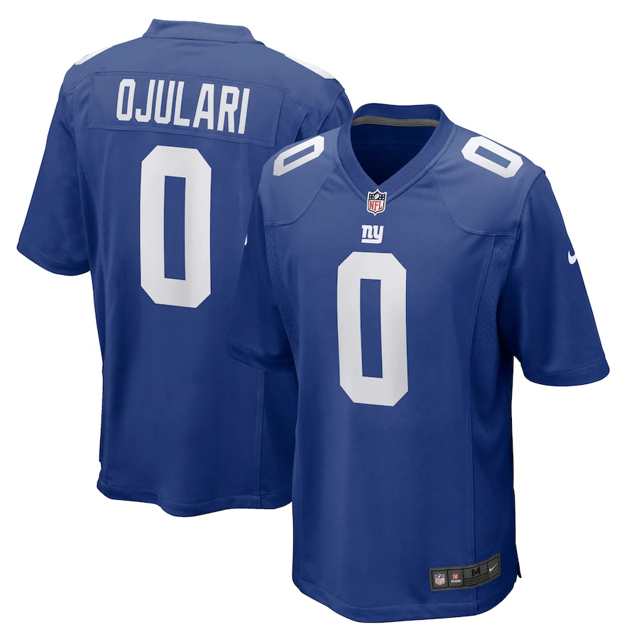 Mens New York Giants #0 Azeez Ojulari Nike Royal 2021 NFL Draft Pick Player Game Jersey